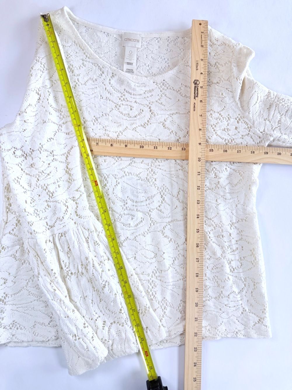 Chico's White Lace Bell-Sleeve Blouse - Picture 7 of 9